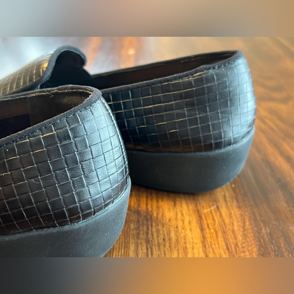 FitFlop Black Superskate Snake Embossed Leather Slip On Shoes Women’s 10 Comfort - Picture 6 of 11